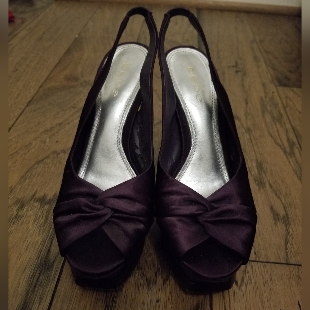 Bebe Zahara Purple Satin Heels Size 7 - Picture 14 of 15